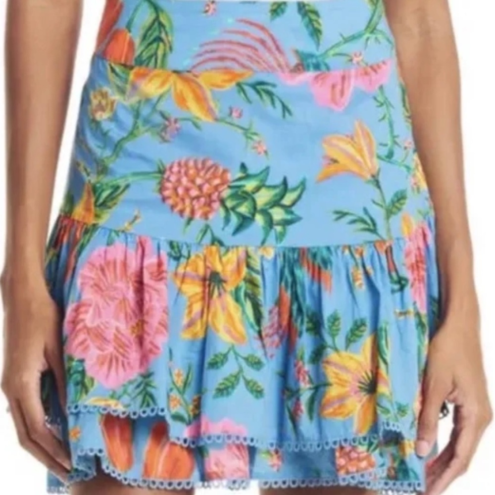 New WOT Farm Rio Blue Toucans Mini Skirt Size Small